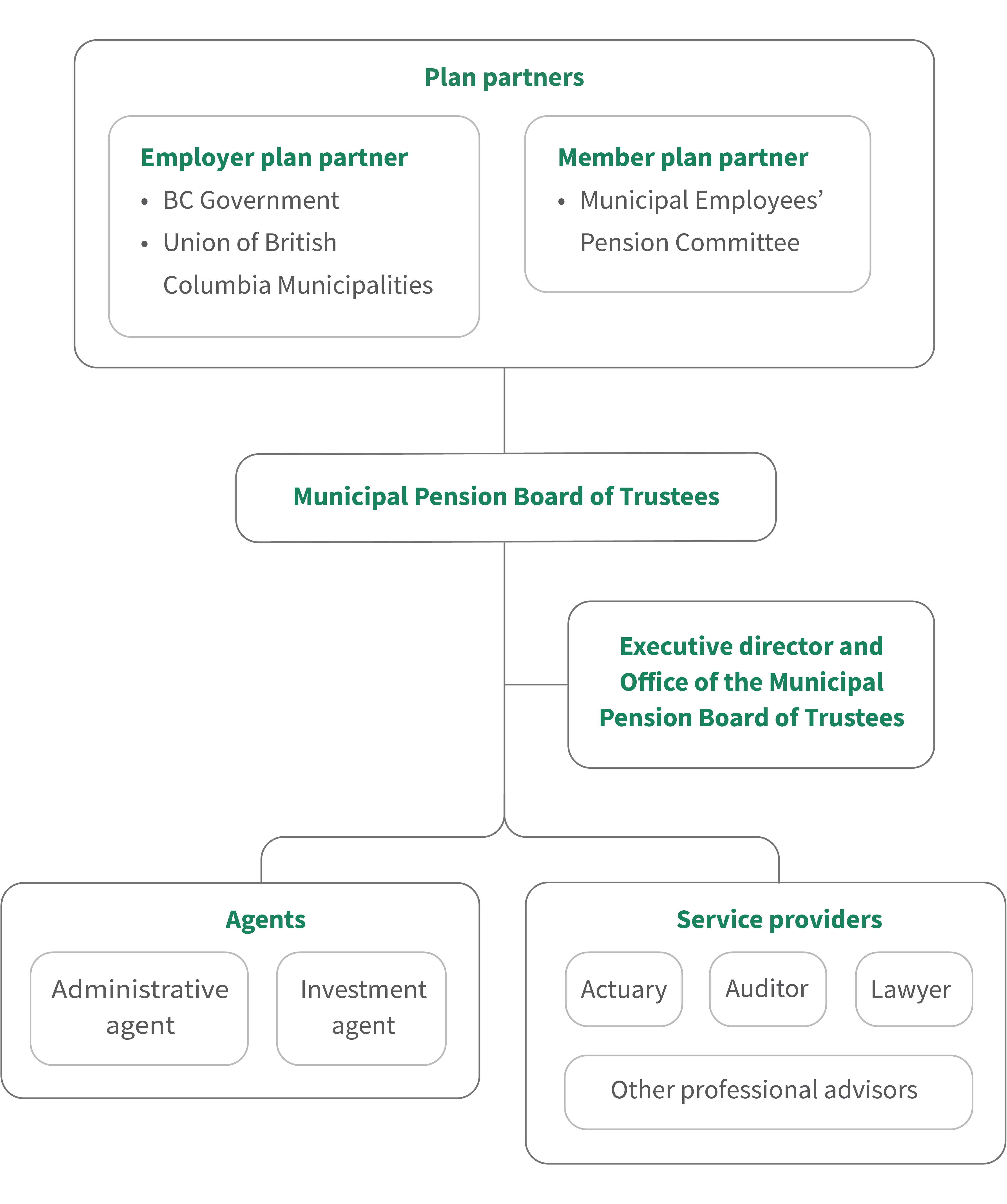 Organizational structure of the plan chart